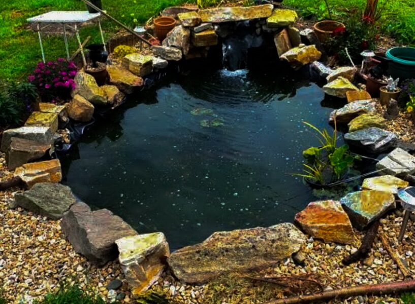 Indian garden water feature made of natural stone