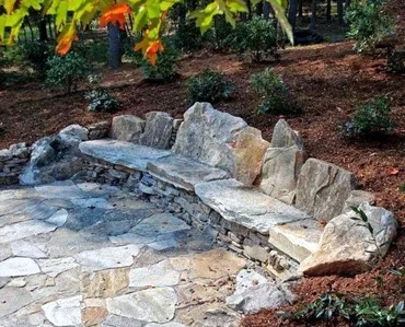 Modern Indian patio with stone paving