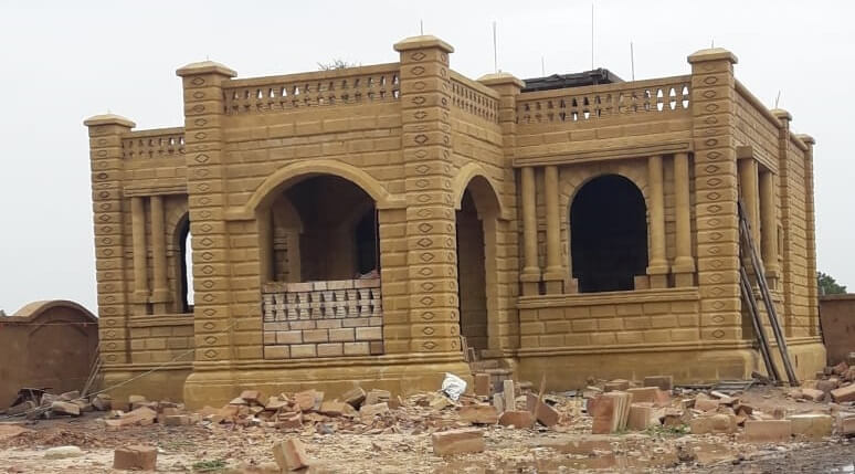 Interior of a bungalow with natural stone flooring