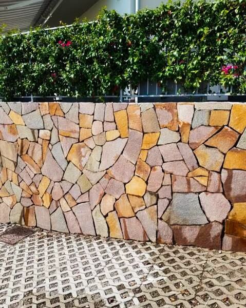 Close-up of neatly installed stone facade