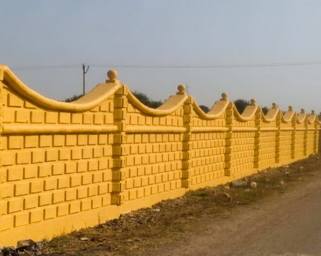 Modern stone compound wall with sleek finish