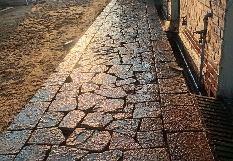 Polished marble flooring in a modern living room