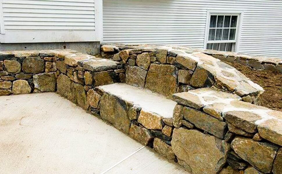 Decorative rock garden with varied stone sizes