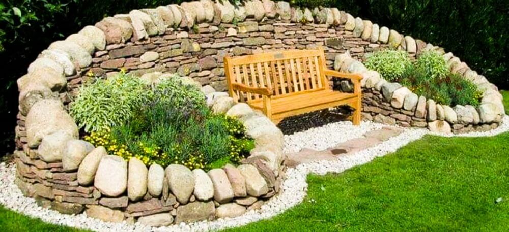 Decorative rock garden with varied stone sizes